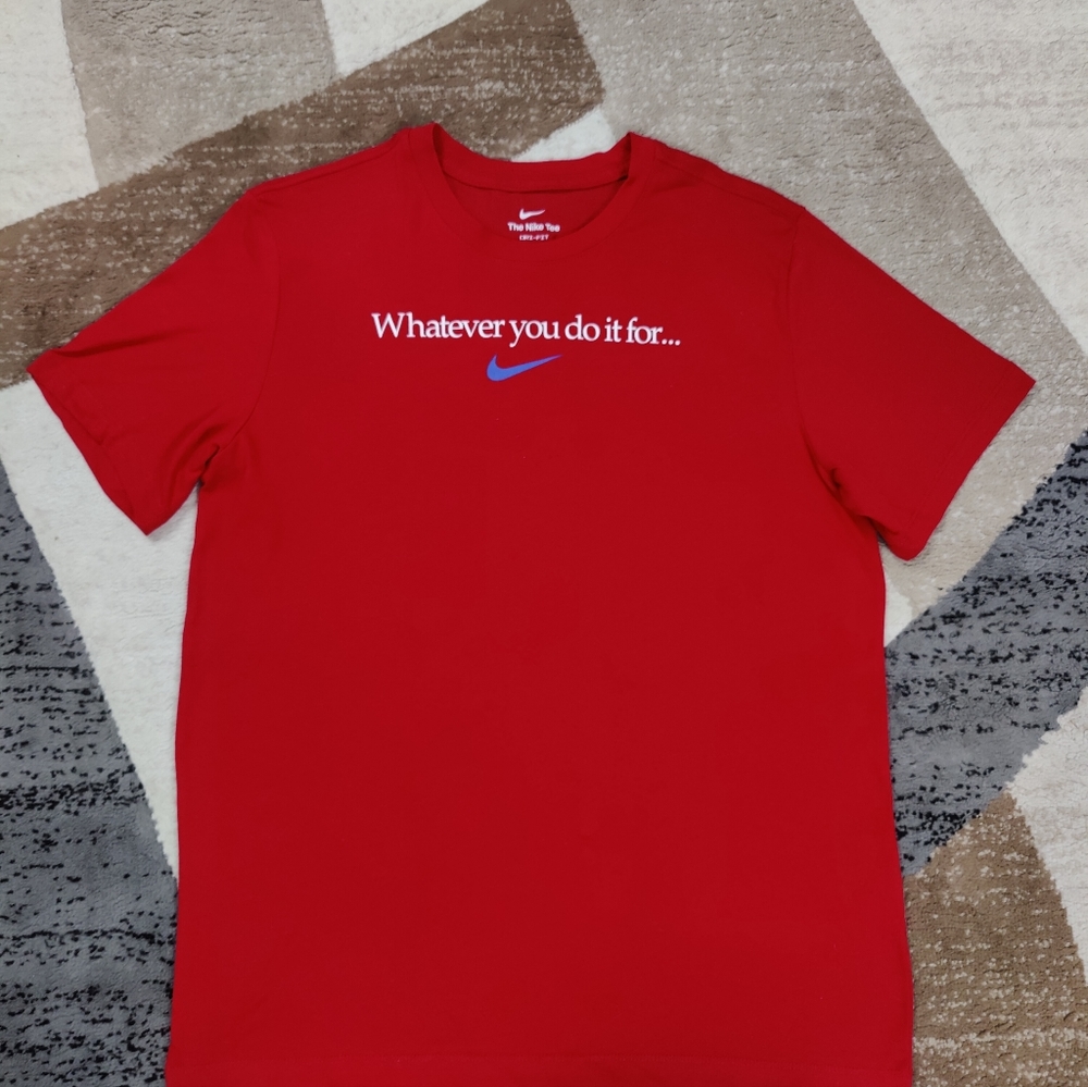 Nike Just Do It Mens Red Crew Neck Short Sleeve Graphic T-shirt Sz L